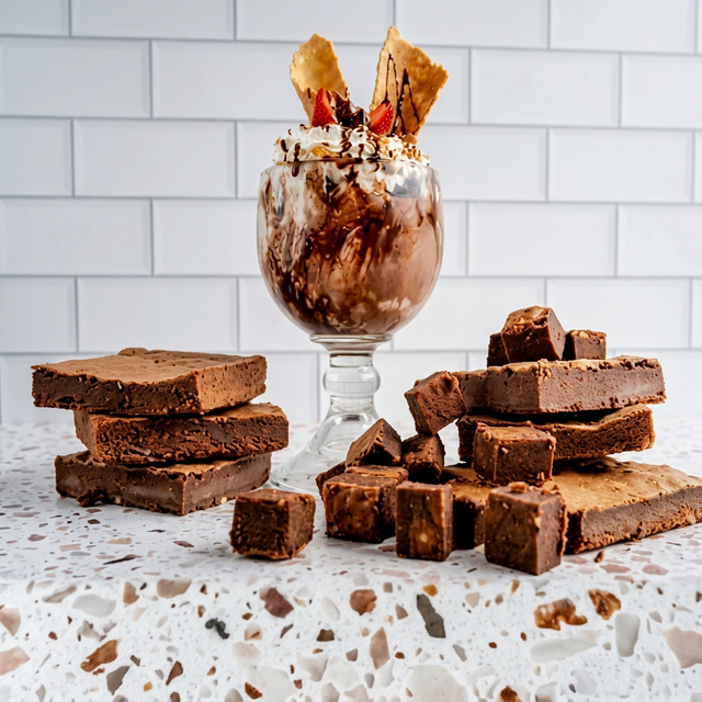 Brownie a la Mode / Brownie Caliente con Helado y Crema.
